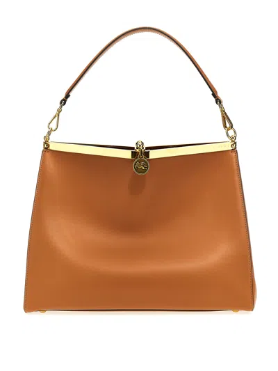 Etro Vela Large Shoulder Bag In Light Brown