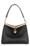 Etro 'medium Vela' Black Shoulder Bag With Logo And Pegasus Charm In Black