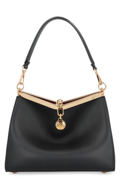 Etro Vela Leather Shoulder Bag In Black