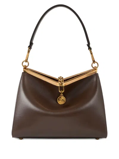 Etro Vela Leather Shoulder Bag In Brown