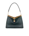 Etro Womens Black Vela Medium Leather Shoulder Bag In Green
