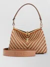 Etro Vela M Raffia Shoulder Bag Top Handle In Multi