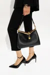 Etro 'small Vela' Black Shoulder Bag With Logo And Pegasus Charm In Black