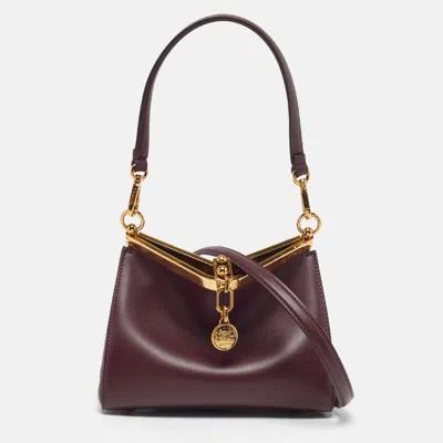 Pre-owned Etro Vela Mini Burgundy Leather Shoulder Bag