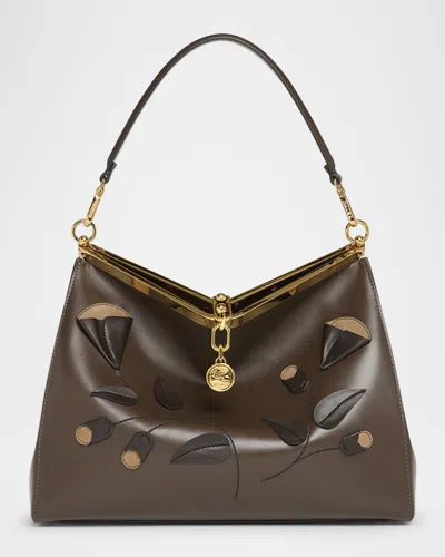 Etro Vela Origami Patch Leather Shoulder Bag In Brown