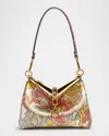 Etro Vela Printed Leather Shoulder Bag In Multicolour On Yello