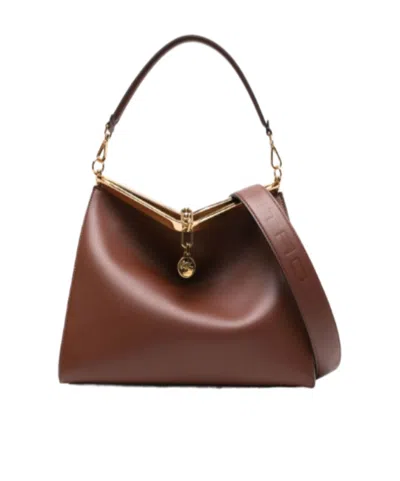 Etro Vela Medium Shoulder Bag - Leather - Red In Brown