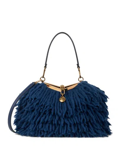 Etro Vela Wool Shoulder Bag In Blue