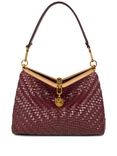 ETRO VELA WOVEN LEATHER SHOULDER BAG