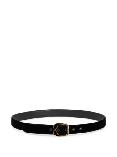 Etro Velvet Belt With Enamelled Paisley Buckle In Orange