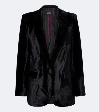 Etro Velvet Blazer In Black