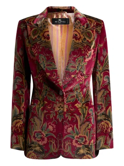Etro Velvet Blazer With Floral Design