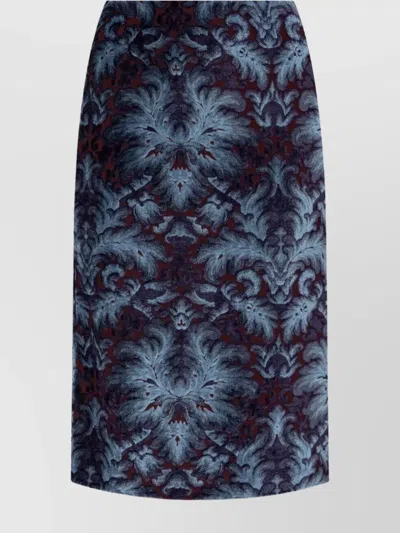 Etro Velvet Brocade Knee-length Skirt With Back Slit