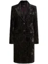 Etro Velvet Jacquard Coat In Black  