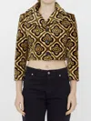 Etro Tapestry Patterned Cropped Velvet Jacket In Brown