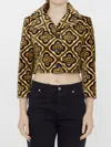 Etro Tapestry Patterned Cropped Velvet Jacket In Brown