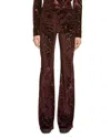 Etro Flared Trousers With Jacquard Effect In Burgundy