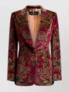 Etro Velvet Floral Pattern Long Sleeves Jacket In Red