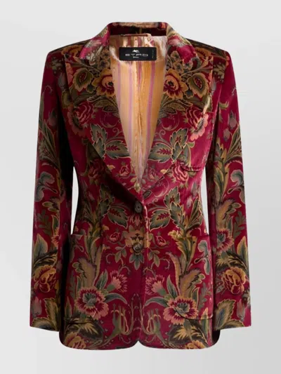ETRO VELVET FLORAL PATTERN LONG SLEEVES JACKET