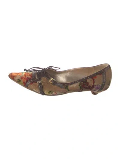 Pre-owned Etro Velvet Floral Print Flats In Neutrals