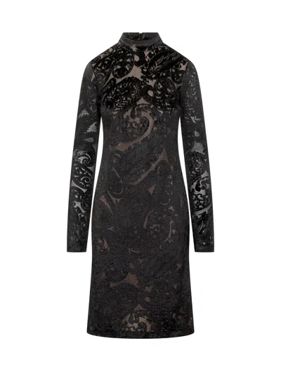 Etro Velvet Floral Print Suit Shorts In Black