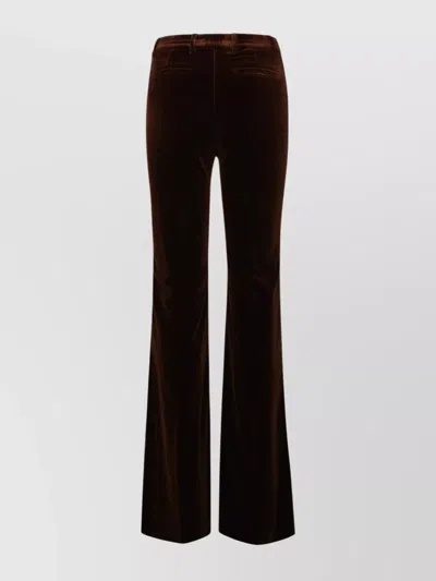 Etro Velvet High-waisted Flared Trousers With Belt Loops
