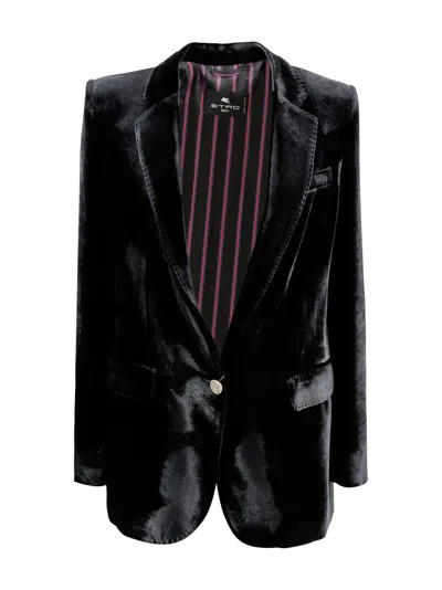 Etro Velvet Jacket In Black