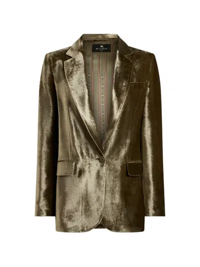 Etro Velvet Jacket In Green