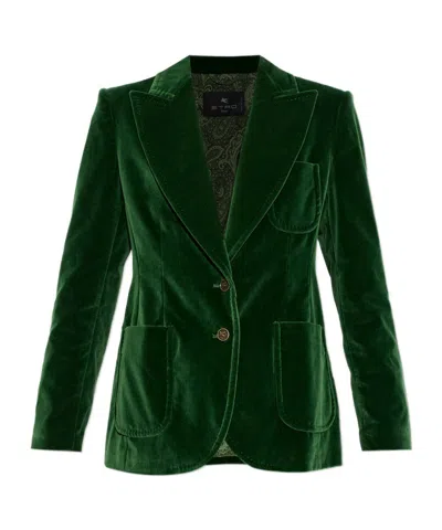 Etro Velvet Jacket In Green