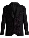 Etro , Velvet Jacquard Blazer, Man, Black, Size 58 In Black