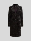 Etro Velvet Jacquard Coat In Black