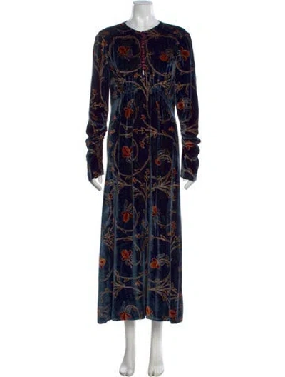 Pre-owned Etro Velvet Long Dress In Blue