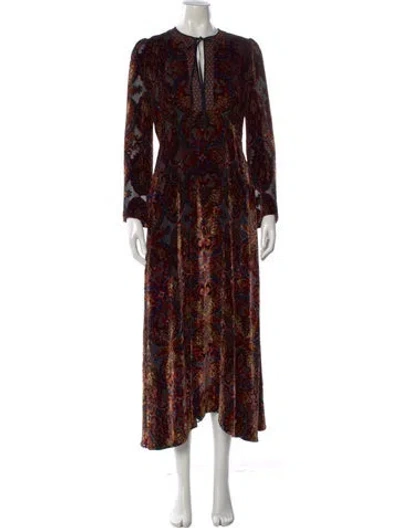 Pre-owned Etro Velvet Long Dress In Brown