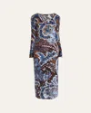 Etro Multicolor Long Dress With All-over Paisley Motiv In Multicolour On Pale