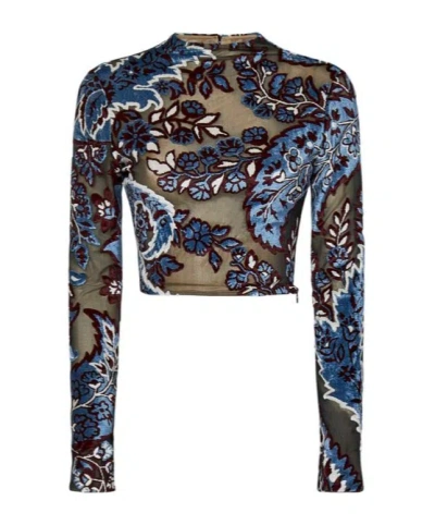ETRO ETRO VELVET PAISLEY PRINTED CROPPED TOP