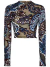 ETRO VELVET PAISLEY PRINTED CROPPED TOP