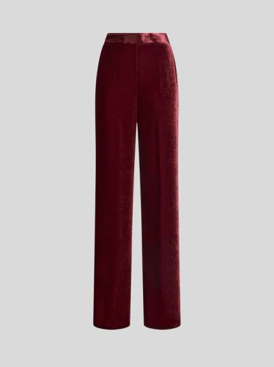 Etro Velvet Palazzo Trousers In Red
