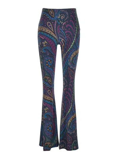Etro Women Velvet Pants In Blue