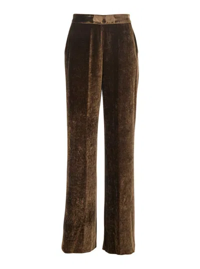 Etro Velvet Pants In Brown
