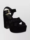 Etro Velvet Platform Sandals With Embroidery In Black
