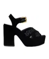 Etro Velvet Platform Sandals With Embroidery In Black