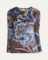 Etro Top With Jacquard Effect In Multicolour On Pale