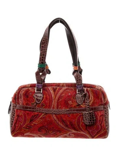 Pre-owned Etro Velvet Shoulder Bag In Red
