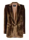 Etro Velvet Single-button Blazer In Brown