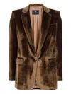 Etro Velvet Single-button Blazer In Brown