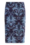 Etro Velvet Brocade Knee-length Skirt With Back Slit In Blue