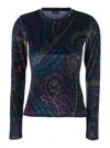 Etro Velvet Top In Blue