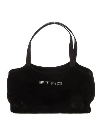 Pre-owned Etro Velvet Top Handle Bag In Black