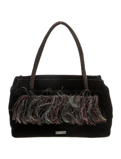 Pre-owned Etro Velvet Top Handle Bag In Black