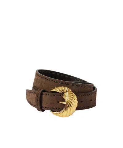 Etro Leather-trimmed Suede Belt In Brown
